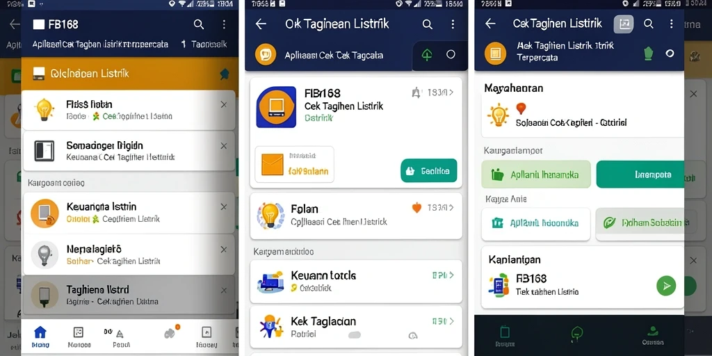 Antarmuka aplikasi FB168 yang memudahkan pengecekan tagihan listrik.